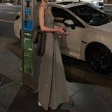 Spaghetti Strap Knitted Dress - Slim - Fit Backless Maxi Skirt, Fashionable Casual Style