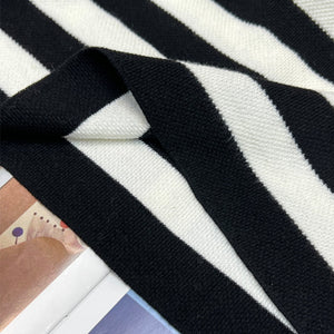 Black and White Striped Sleeveless Knitted Dress - Loose Fit Backless Midi Dress, Fashionable Casual Style