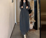 Vintage Single - Row Button Knitted Dress - Waist - Cinching Slim - Fit Maxi Skirt, Comfortable & Elegant Style