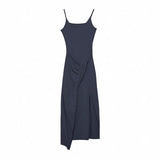 Twist - Design Slip Knitted Dress - Slim - Fit Long Asymmetric Hem, Minimalist & Fashionable Basic Style
