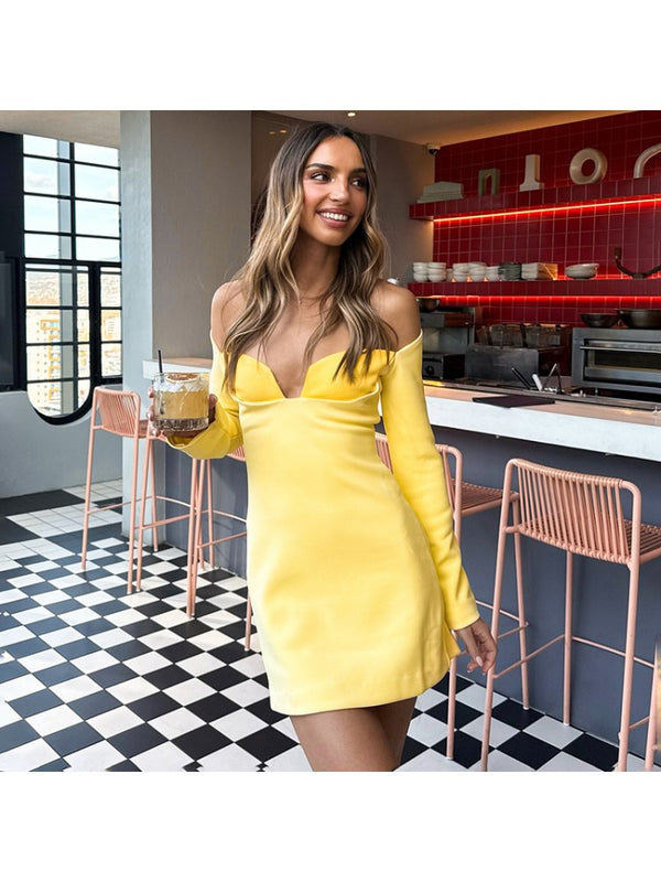 V-Neck Colorblock Chic Mini Dress