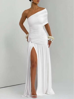 Side Slit Grace Solid Maxi Dress
