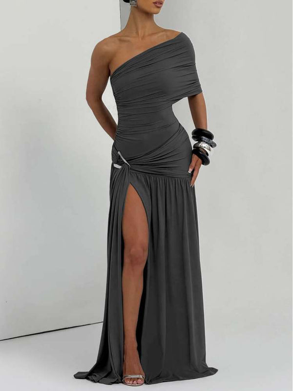 Side Slit Grace Solid Maxi Dress