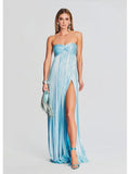 Graceful Pleated Split Hem Midi Dress