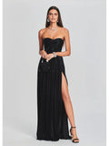 Graceful Pleated Split Hem Midi Dress